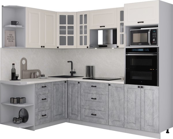 Кухонный гарнитур Интерлиния Мила Деко 1.68x2.4 LV - фото