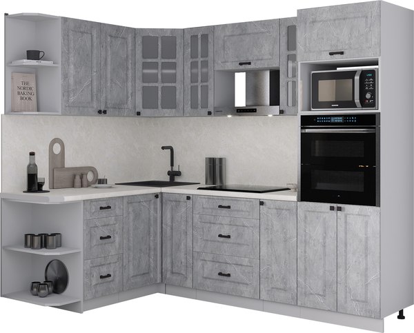 Кухонный гарнитур Интерлиния Мила Деко 1.68x2.4 LV - фото