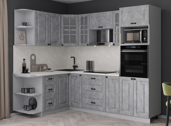 Кухонный гарнитур Интерлиния Мила Деко 1.68x2.4 LV