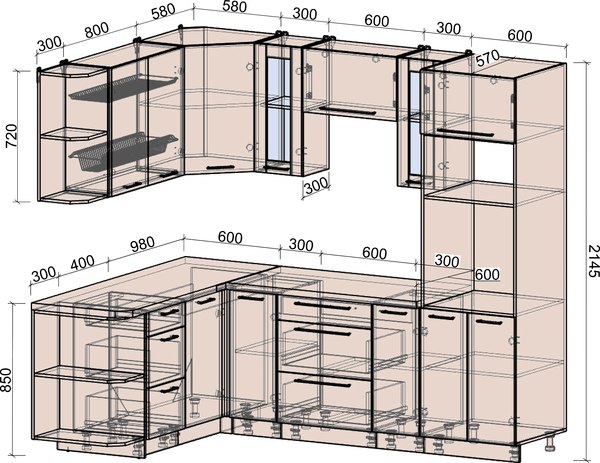 Кухонный гарнитур Интерлиния Мила Деко 1.68x2.4 LV