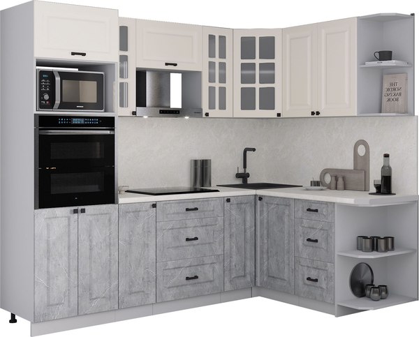 Кухонный гарнитур Интерлиния Мила Деко 1.68x2.4 PR - фото