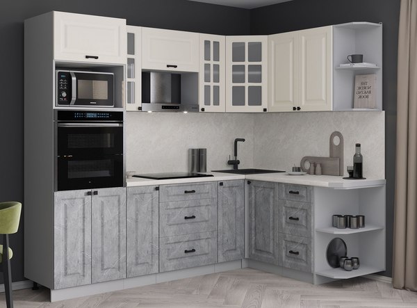 Кухонный гарнитур Интерлиния Мила Деко 1.68x2.4 PR