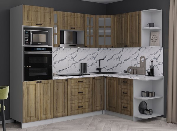 Кухонный гарнитур Интерлиния Мила Деко 1.68x2.4 PR