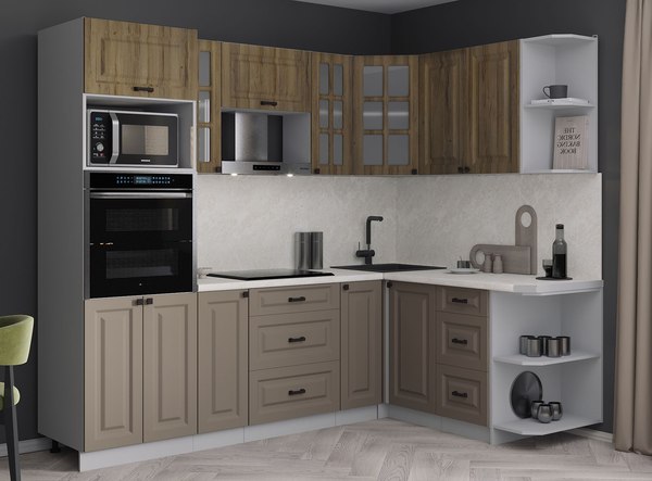 Кухонный гарнитур Интерлиния Мила Деко 1.68x2.4 PR