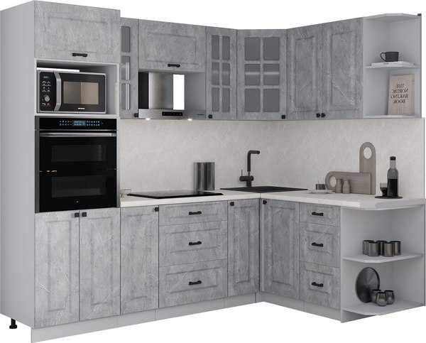 Кухонный гарнитур Интерлиния Мила Деко 1.68x2.4 PR - фото