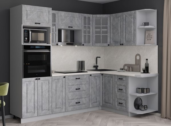 Кухонный гарнитур Интерлиния Мила Деко 1.68x2.4 PR