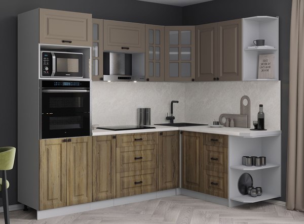 Кухонный гарнитур Интерлиния Мила Деко 1.68x2.4 PR