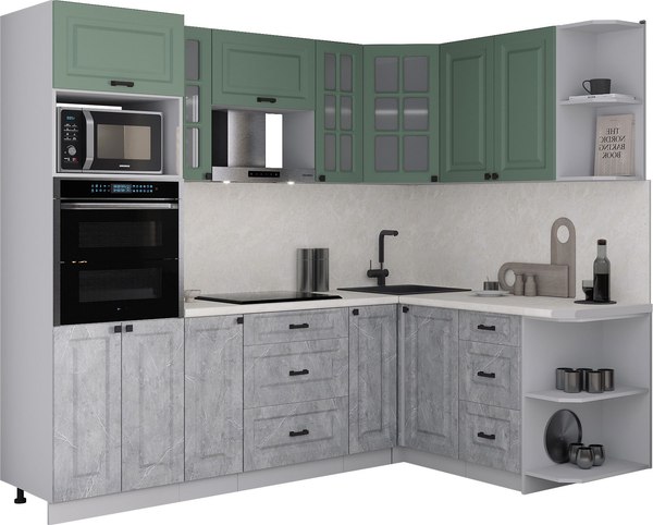 Кухонный гарнитур Интерлиния Мила Деко 1.68x2.4 PR - фото