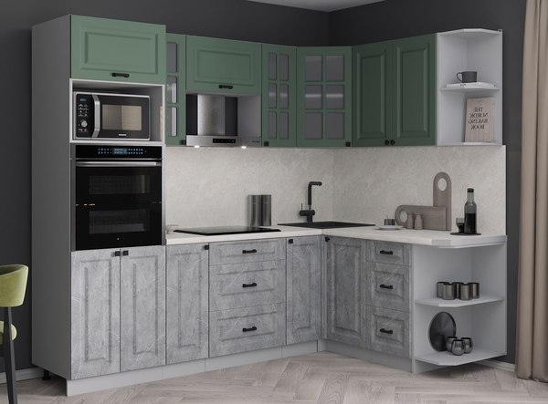 Кухонный гарнитур Интерлиния Мила Деко 1.68x2.4 PR