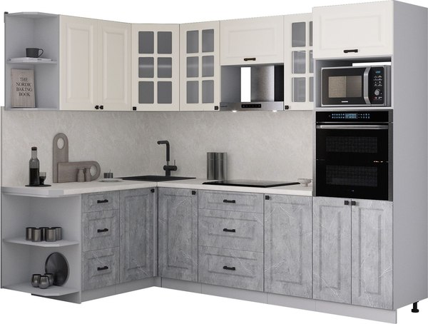 Кухонный гарнитур Интерлиния Мила Деко 1.68x2.6 LV - фото