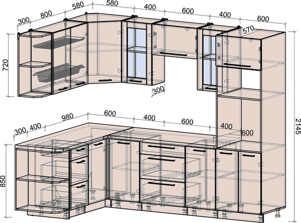 Кухонный гарнитур Интерлиния Мила Деко 1.68x2.6 LV