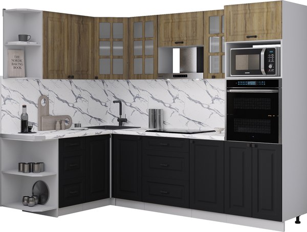 Кухонный гарнитур Интерлиния Мила Деко 1.68x2.6 LV - фото