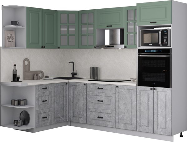 Кухонный гарнитур Интерлиния Мила Деко 1.68x2.6 LV - фото