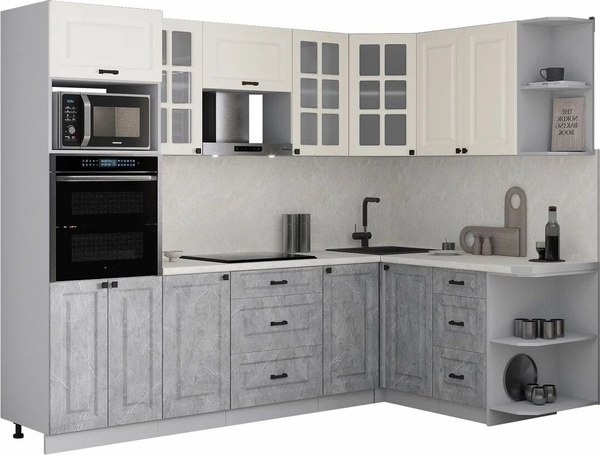 Кухонный гарнитур Интерлиния Мила Деко 1.68x2.6 PR - фото