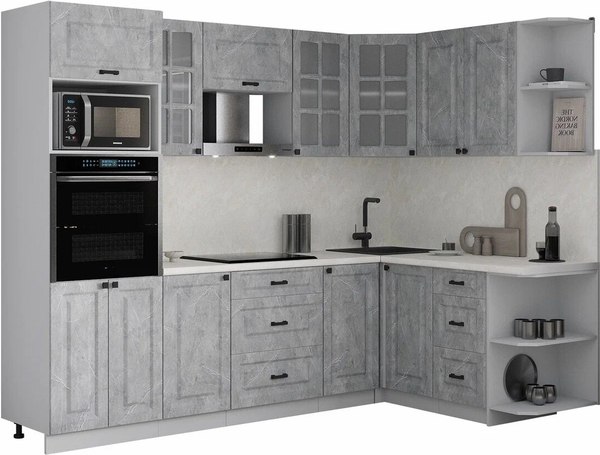 Кухонный гарнитур Интерлиния Мила Деко 1.68x2.6 PR - фото