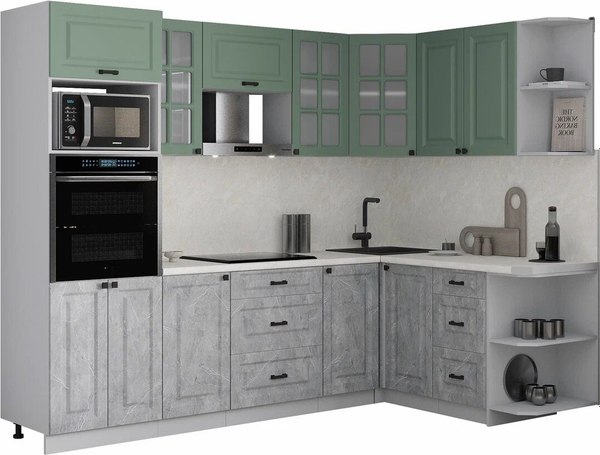 Кухонный гарнитур Интерлиния Мила Деко 1.68x2.6 PR - фото