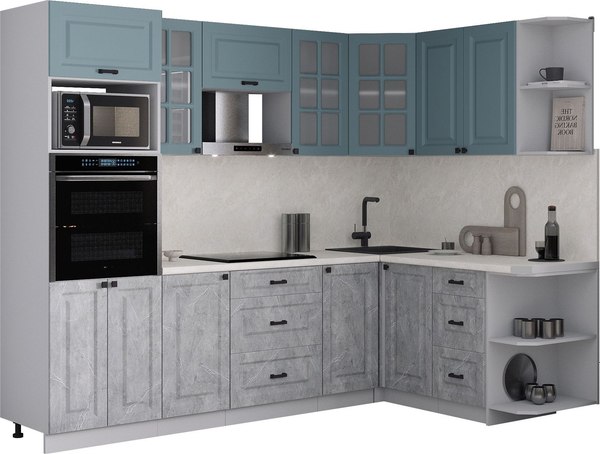 Кухонный гарнитур Интерлиния Мила Деко 1.68x2.6 PR - фото