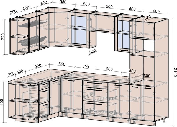 Кухонный гарнитур Интерлиния Мила Деко 1.68x2.8 LV