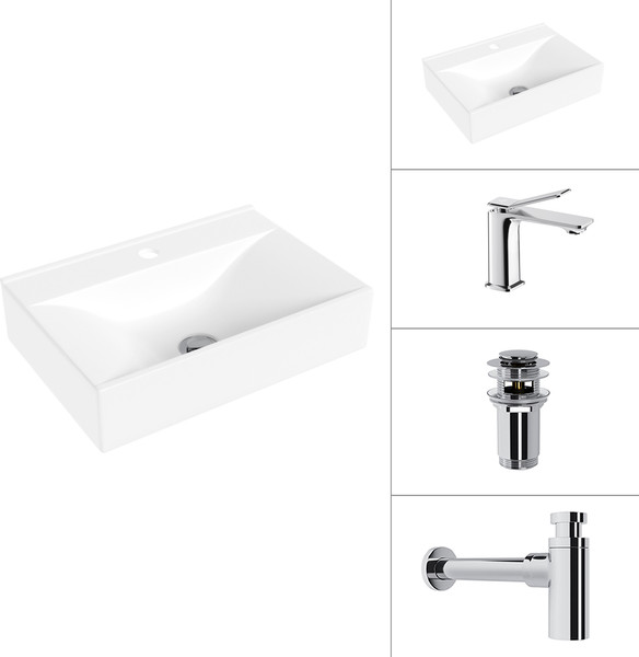 Умывальник со смесителем Lauter 21855 + Allure 21C618С + сифон 21635CH + донный клапан 21190CH - фото