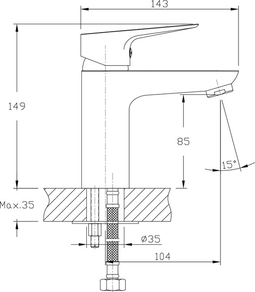 Умывальник со смесителем Lauter 21855 + Awe 21CK128C