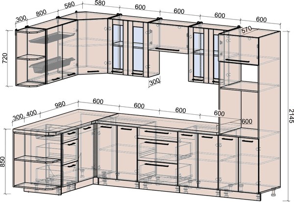 Кухонный гарнитур Интерлиния Мила Деко 1.68x3.0 LV