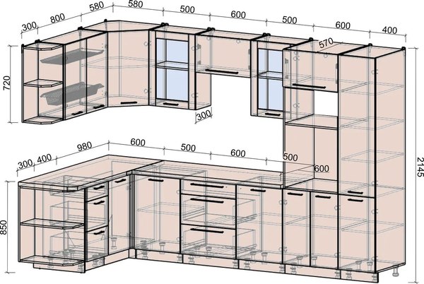 Кухонный гарнитур Интерлиния Мила Деко 1.68x3.2 LV