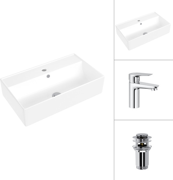 Умывальник со смесителем Lauter 21855 + Awe 21CK128C с донным клапаном 21190CH - фото