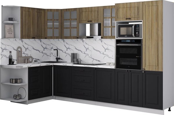 Кухонный гарнитур Интерлиния Мила Деко 1.68x3.2 LV - фото