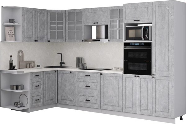 Кухонный гарнитур Интерлиния Мила Деко 1.68x3.2 LV - фото