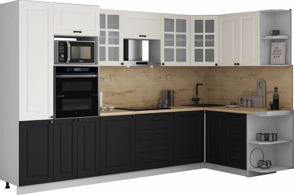 Кухонный гарнитур Интерлиния Мила Деко 1.68x3.2 PR - фото