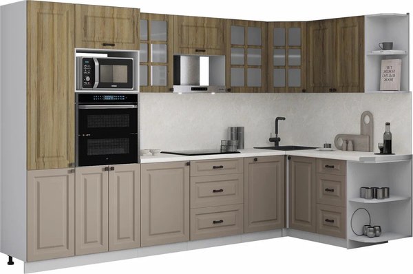 Кухонный гарнитур Интерлиния Мила Деко 1.68x3.2 PR - фото