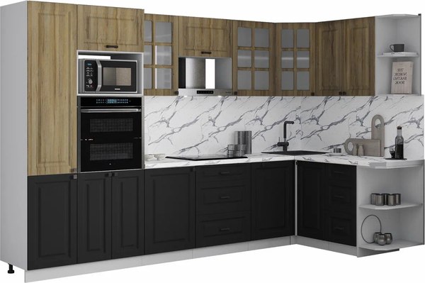 Кухонный гарнитур Интерлиния Мила Деко 1.68x3.2 PR - фото