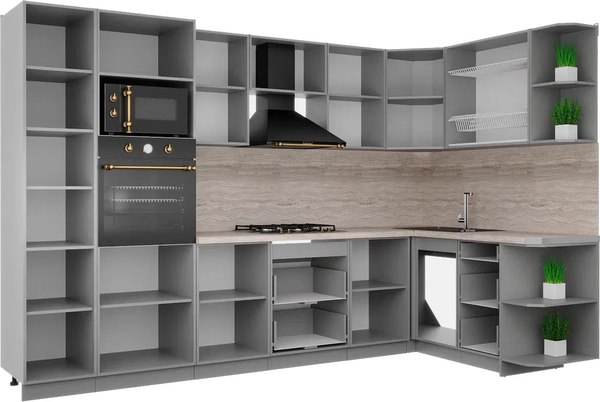 Кухонный гарнитур Интерлиния Мила Деко 1.68x3.2 PR