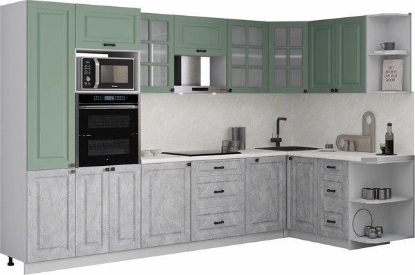 Кухонный гарнитур Интерлиния Мила Деко 1.68x3.2 PR - фото