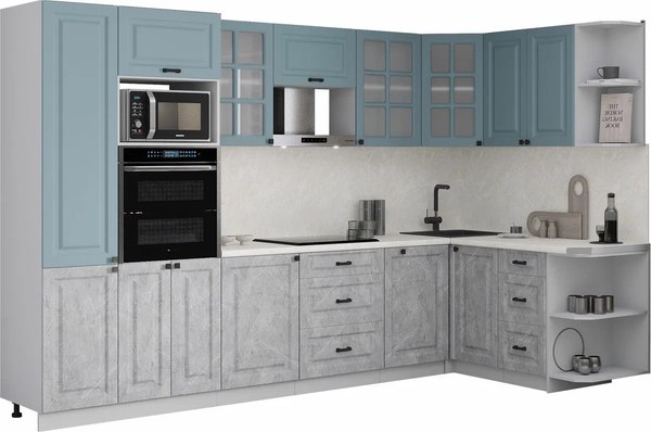 Кухонный гарнитур Интерлиния Мила Деко 1.68x3.2 PR - фото