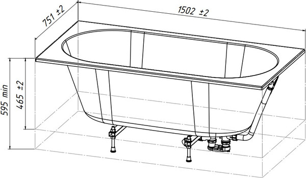 Ванна из искусственного мрамора Belux Борнео 150x75