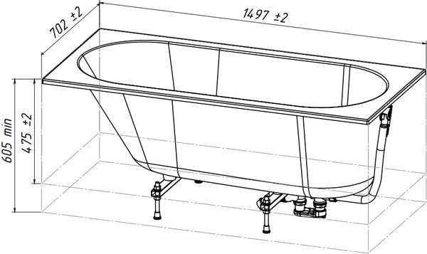 Ванна из искусственного мрамора Belux Борнео 150x70