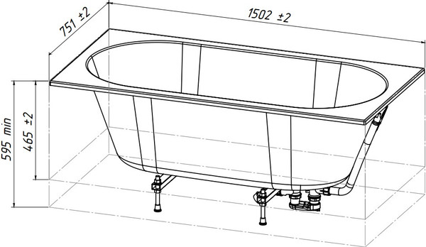 Ванна из искусственного мрамора Belux Борнео 150x75