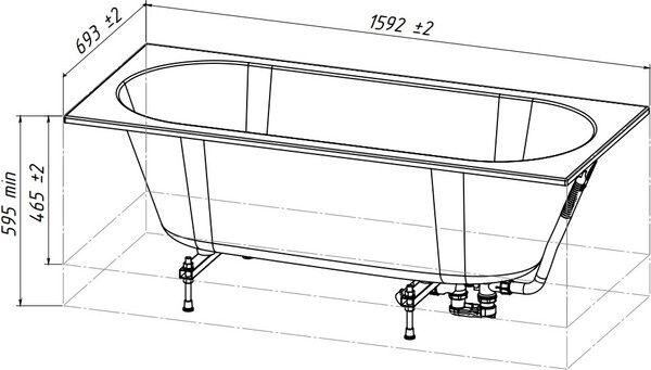 Ванна из искусственного мрамора Belux Борнео 160x70