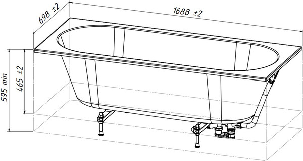 Ванна из искусственного мрамора Belux Борнео 170x70