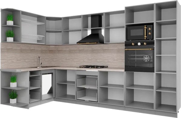 Кухонный гарнитур Интерлиния Мила Деко 1.68x3.4 LV