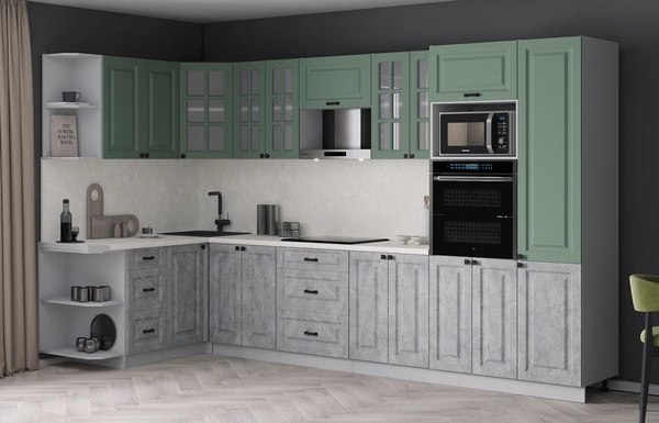 Кухонный гарнитур Интерлиния Мила Деко 1.68x3.4 LV