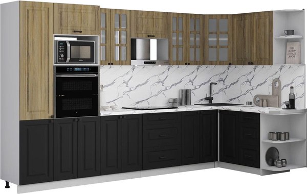 Кухонный гарнитур Интерлиния Мила Деко 1.68x3.4 PR - фото