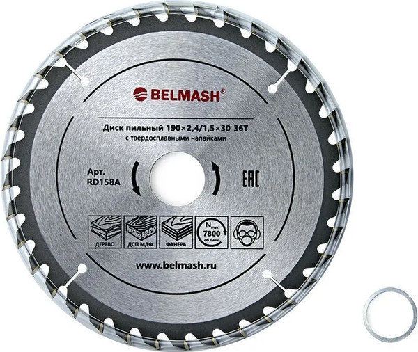 Пильный диск БЕЛМАШ 190x2.4/1.5x30 36Т / RD158A - фото