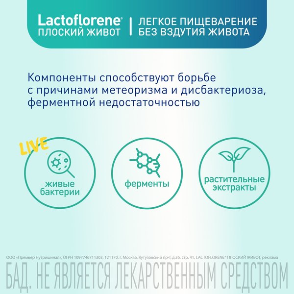 Комплексная пищевая добавка Lactoflorene Плоский живот