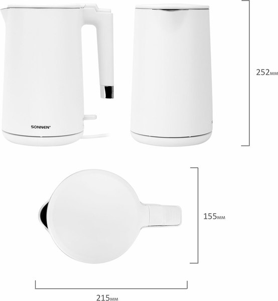 Электрочайник Sonnen KT-8719W / 454691 (белый)