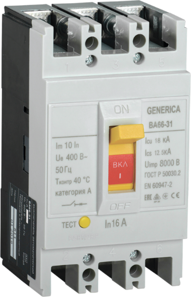 Выключатель автоматический Generica SAV10-3-0016-G - фото