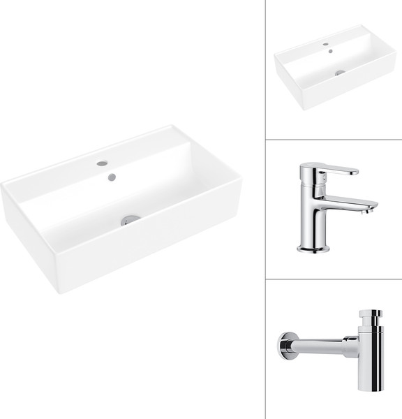 Умывальник со смесителем Lauter 21855 + Jet 21AM12361 с сифоном 21635CH - фото