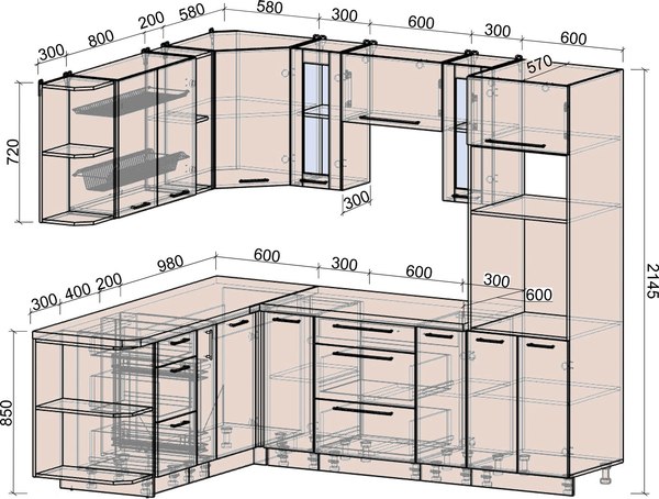 Кухонный гарнитур Интерлиния Мила Деко 1.88x2.4 LV