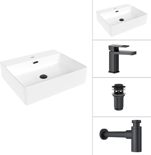 Умывальник со смесителем Lauter 21478 + Cascade 21СК655BS + сифон 21635B + донный клапан 21190B - фото